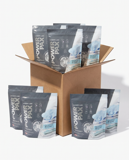 Power Pax 5-in-1 Free & Clear Laundry Pods | Case of 8 (36-Count Bags)