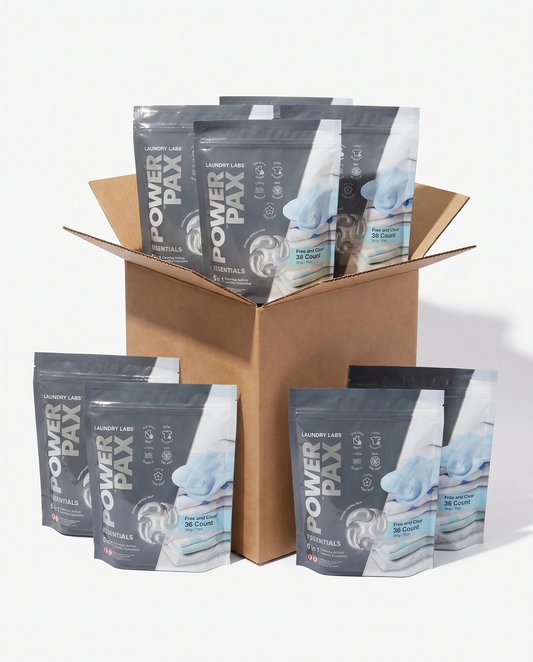 Power Pax 5-in-1 Free & Clear Laundry Pods | Case of 8 (36-Count Bags)