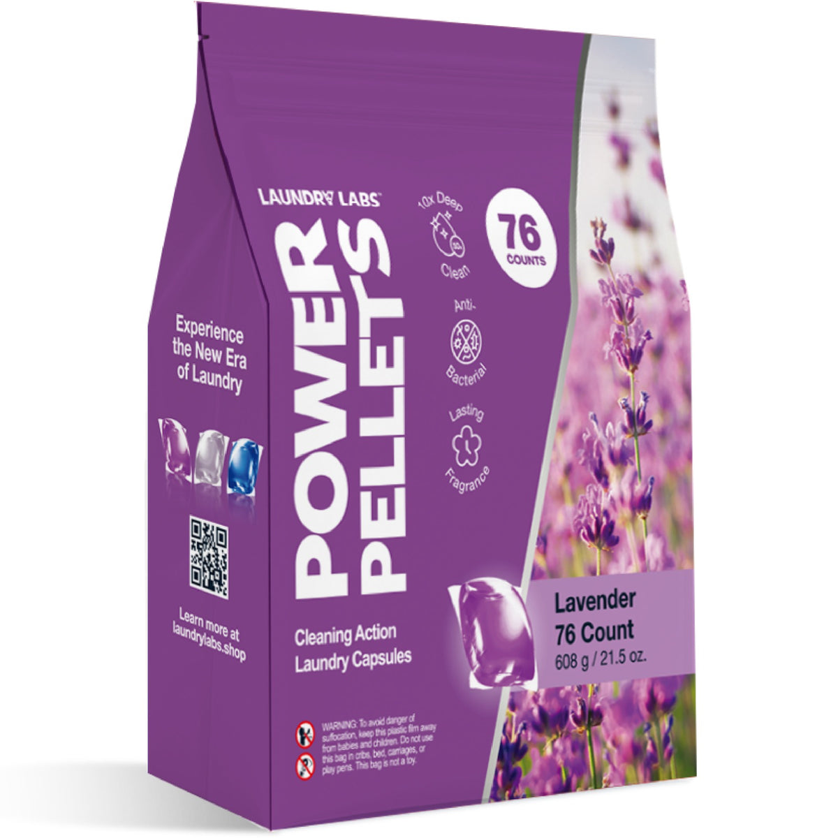Power Pellets Commercial Laundry Detergent Pods –  Lavender Scent (16 ct)