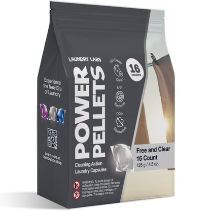 Power Pellets Detergent Pods: Free & Clear, 16ct (Case/24)