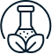 Icon of a beaker with a leaf, symbolizing a scientific or natural product.